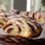 Basket of Glazed Cinnamon Roll Scones