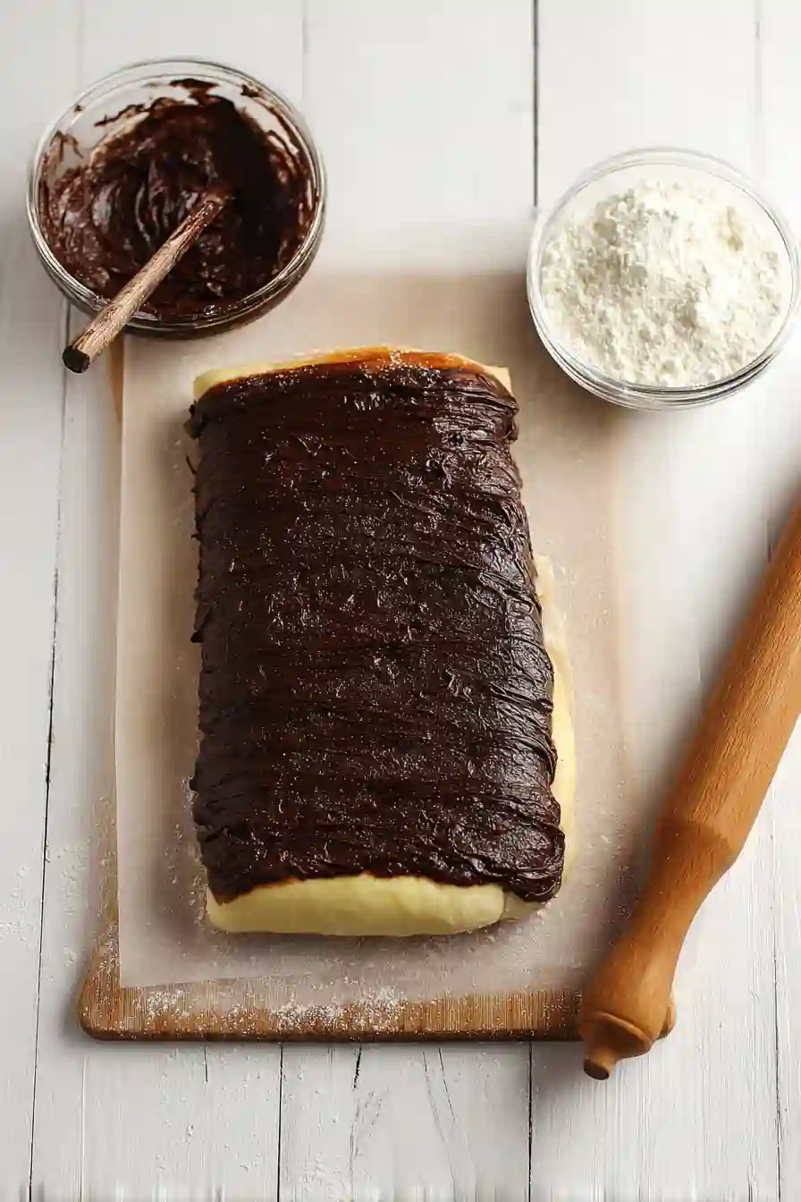 Chocolate-Brioche-4 Rolled brioche dough with chocolate filling