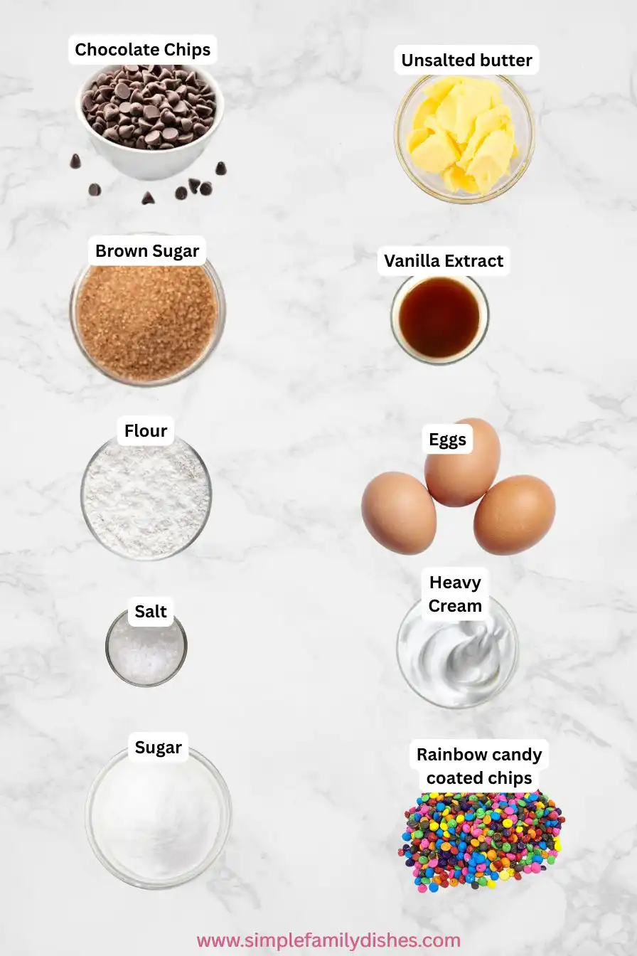 Cosmic-Brownie-Cake-ingredients Ingredients layout for making cosmic brownie cake at home