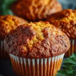 Freshly baked sourdough pumpkin muffins with golden brown tops on a plate