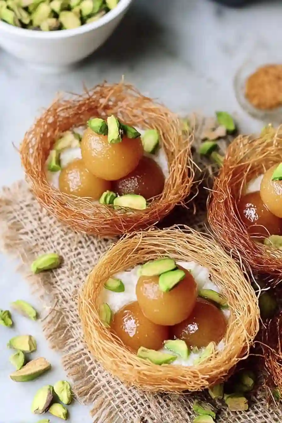 Gulab Jamun in Kunafa Nests Gulab Jamun in Kunafa Nests
