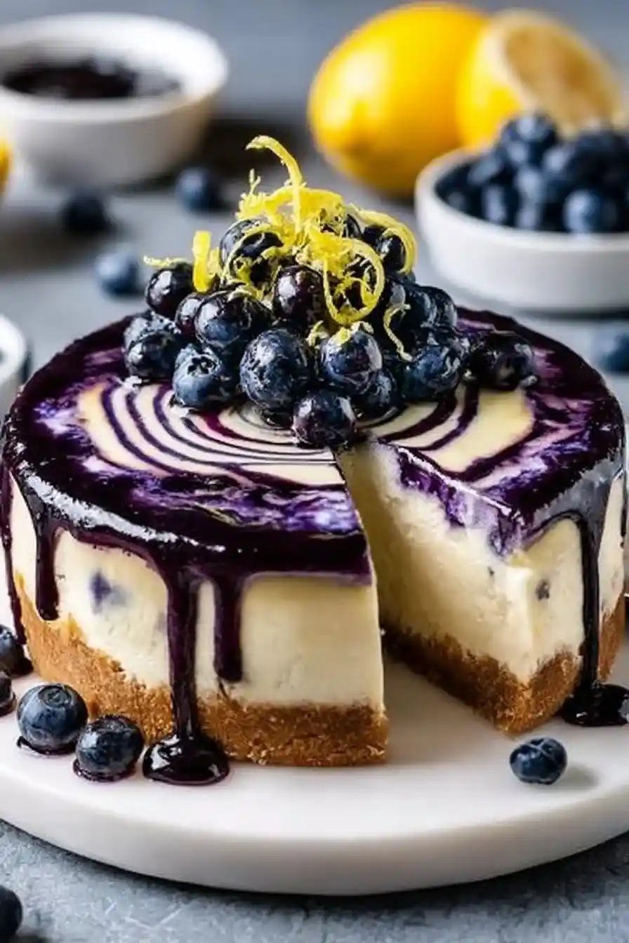 Blueberry Swirl Cheesecake with Lemon Zest Blueberry Swirl Cheesecake with Lemon Zest