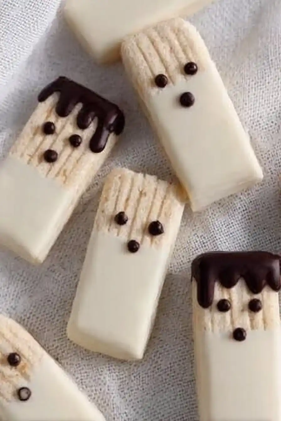 Chocolate Dipped Ghost Wafer Cookies