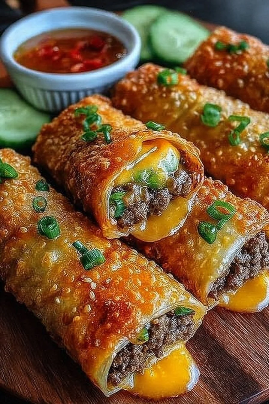 Air Fryer Cheeseburger Egg Rolls