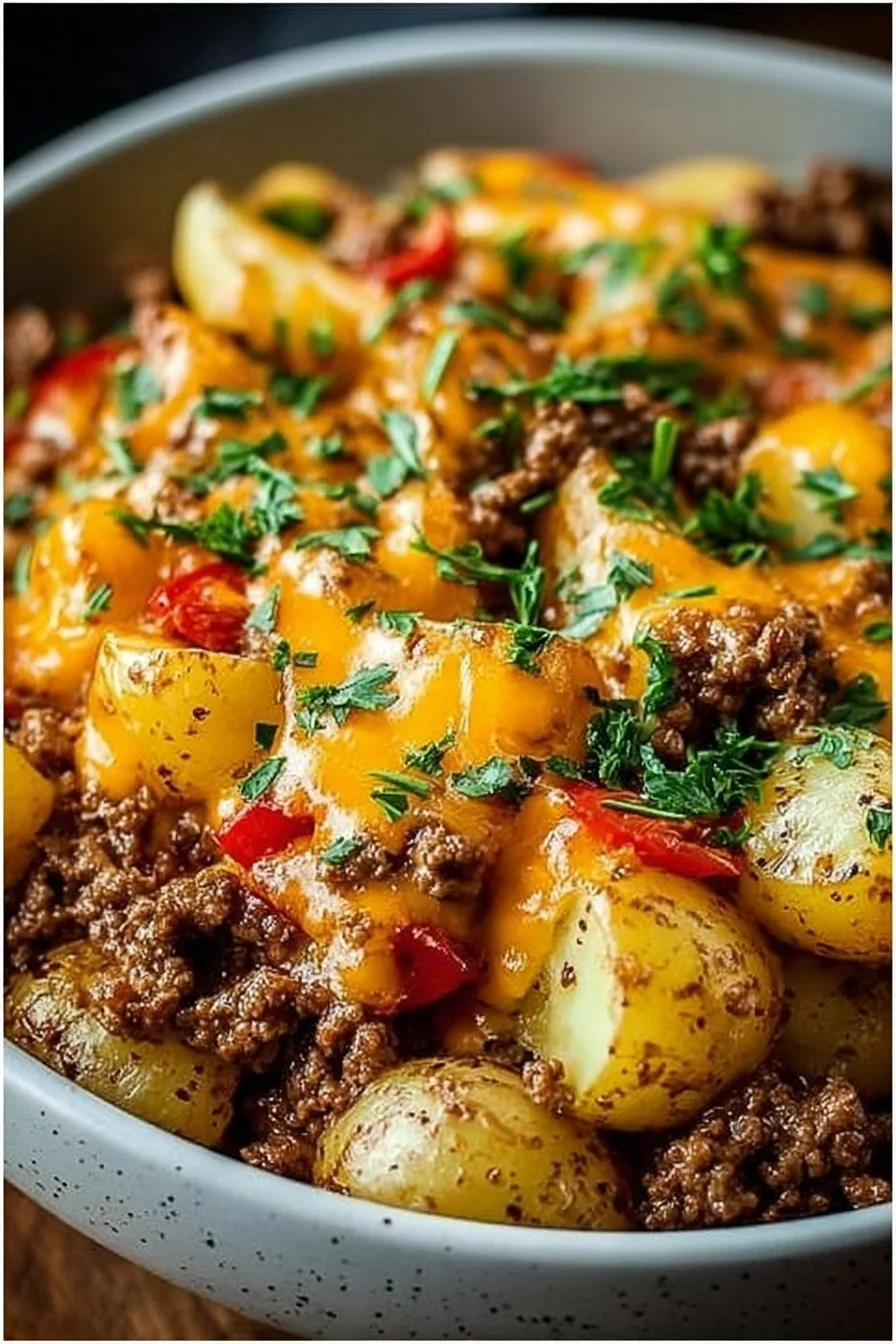 Cheesy Ground Beef and Potatoes Cheesy Ground Beef and Potatoes