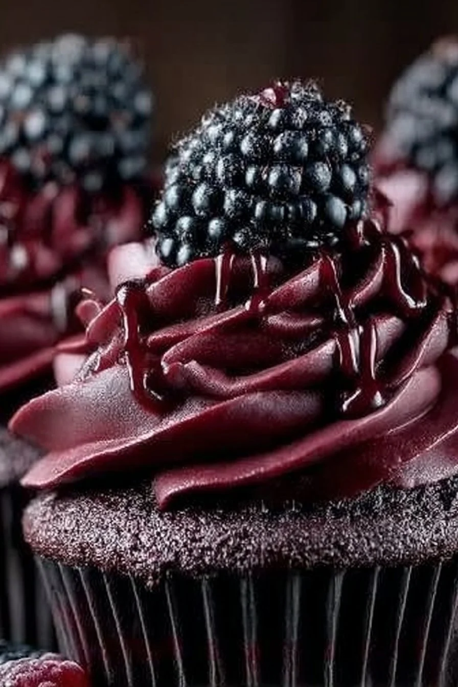 Decadent Dark Chocolate Blackberry Cupcakes