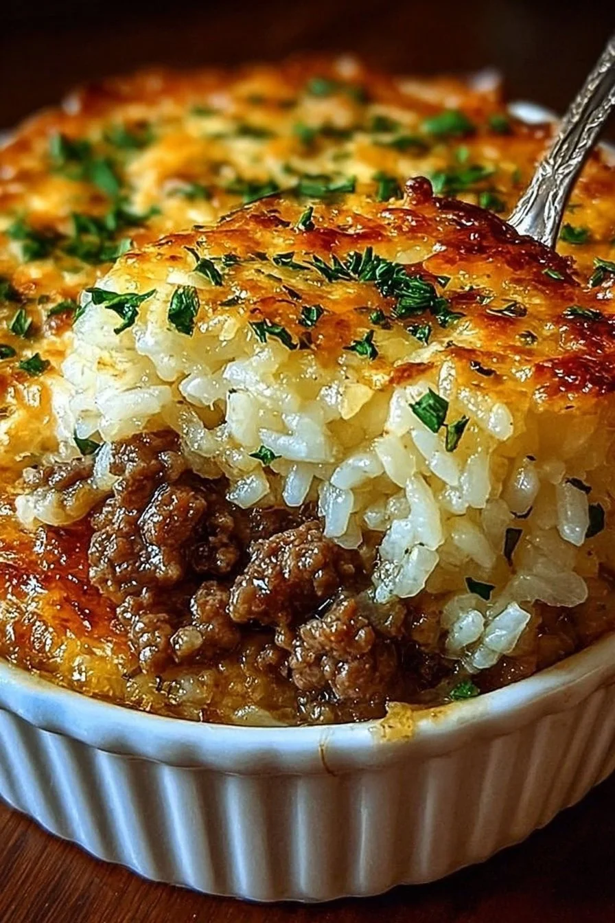 French Onion Ground Beef and Rice Casserole French Onion Ground Beef and Rice Casserole