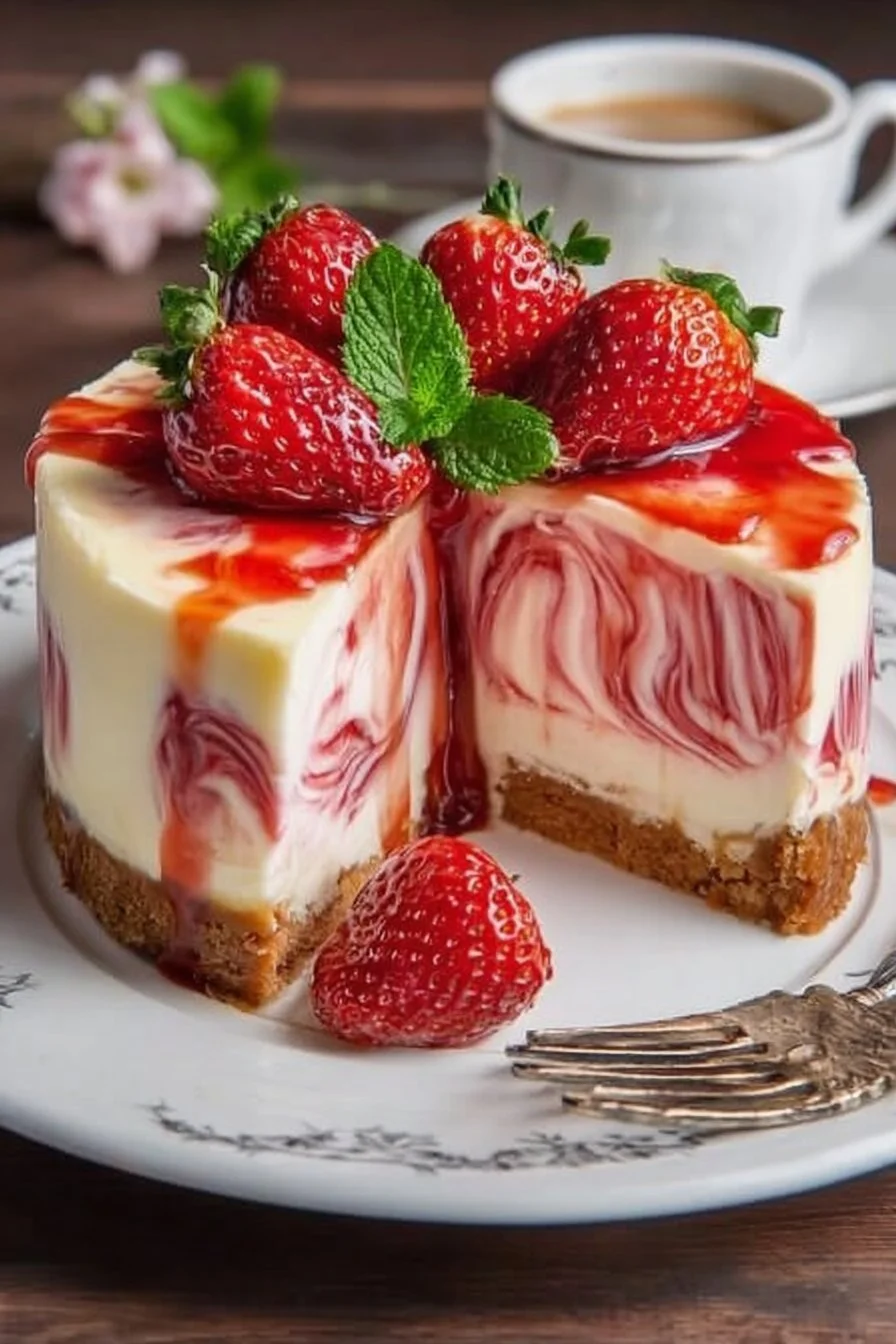 Strawberry Swirl Cheesecake Recipe Strawberry Swirl Cheesecake Recipe