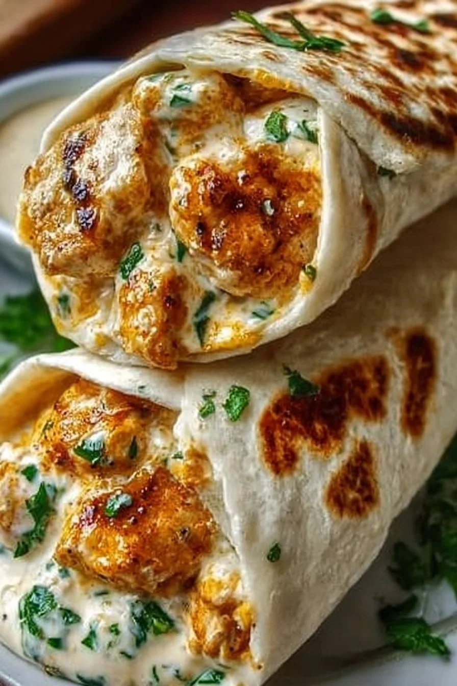 Cheesy Garlic Chicken Wraps