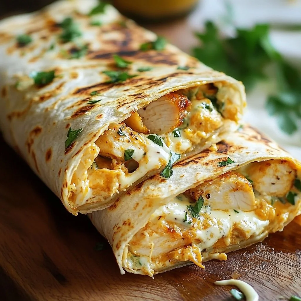 The best Cheesy Garlic Chicken Wraps