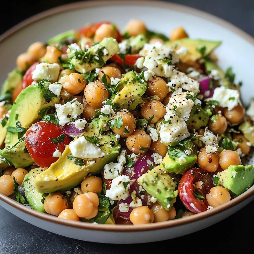 Chickpea Feta Avocado Salad