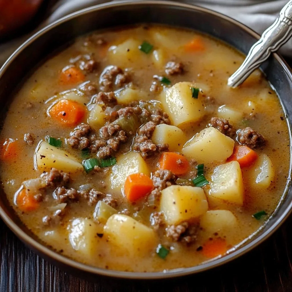 Crockpot Creamy Potato & Hamburger Soup