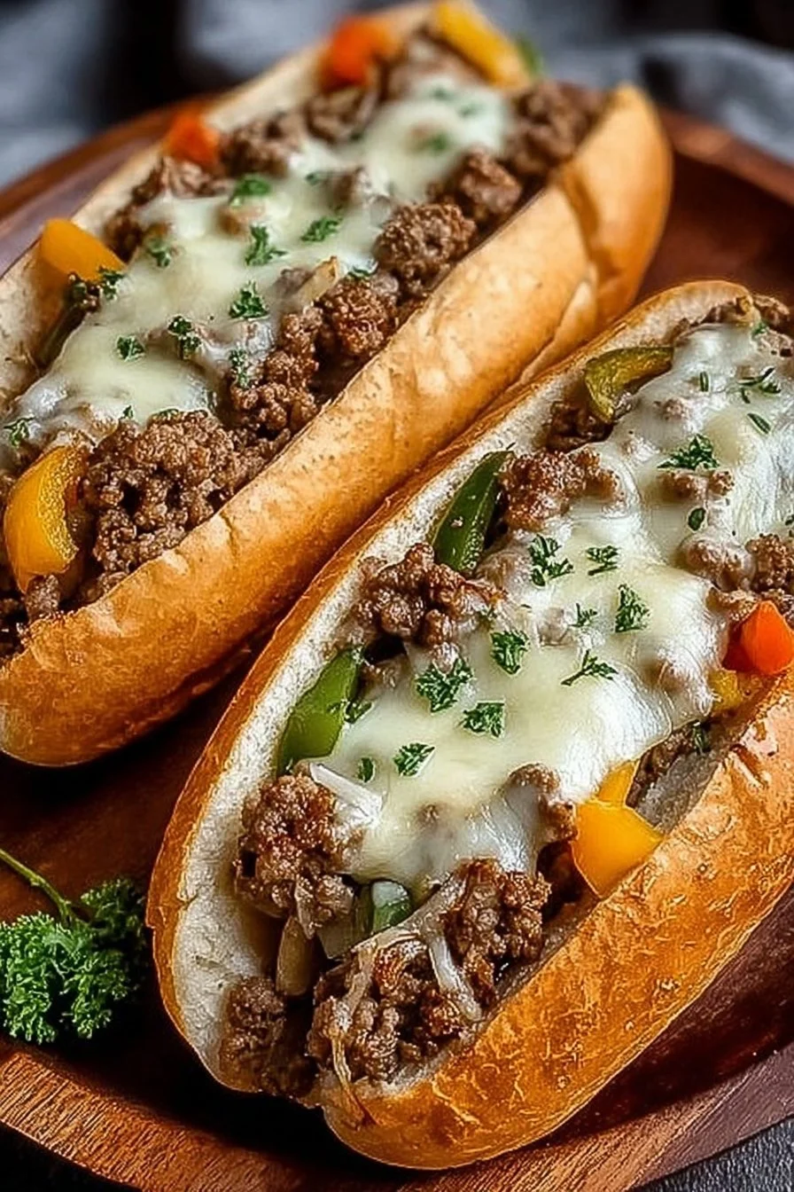 Ground Beef Philly Cheesesteaks