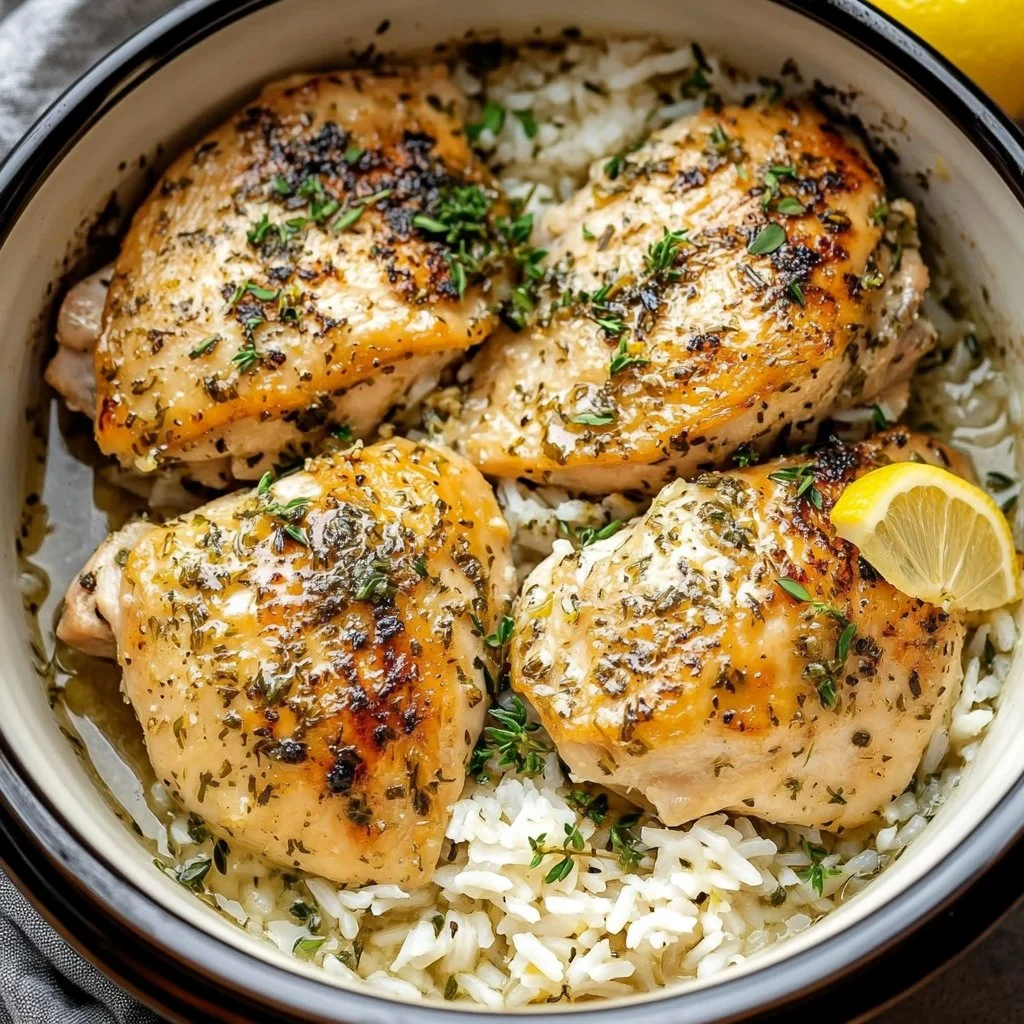 Slow Cooker Lemon Herb Chicken with Rice