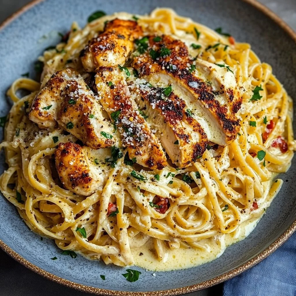 Savory Cajun Chicken and Creamy Garlic Parmesan Linguine