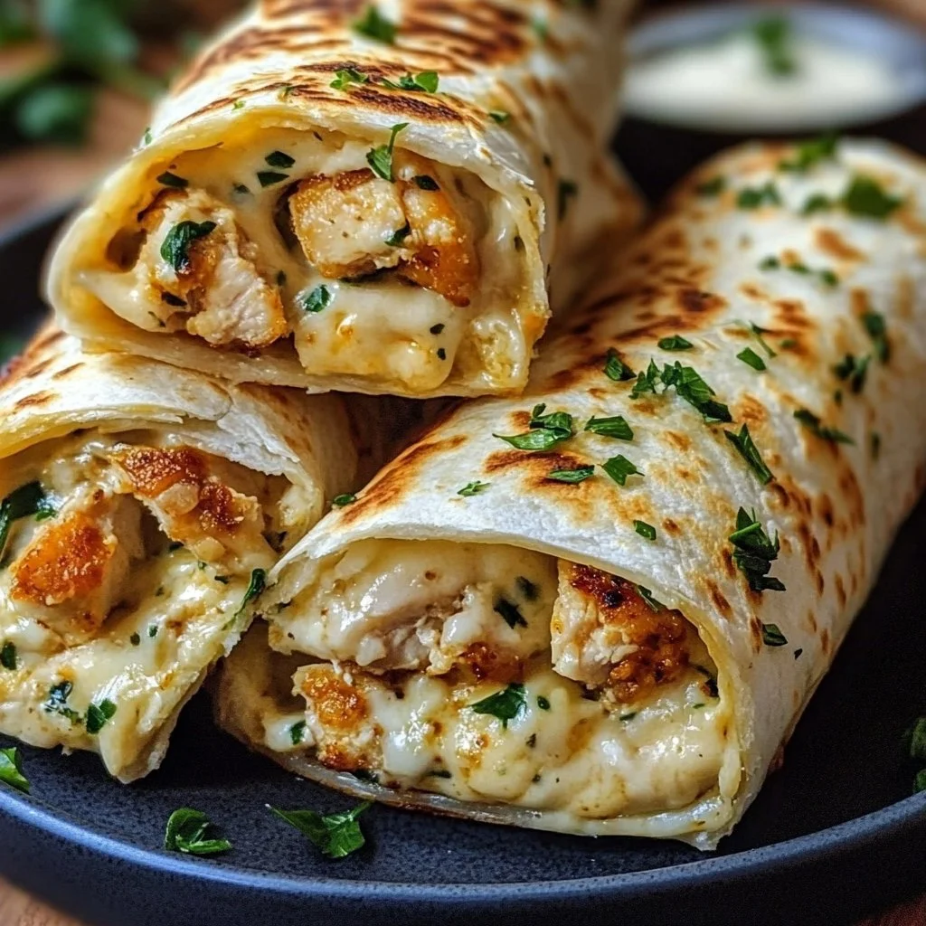 Cheesy Garlic Chicken Wraps