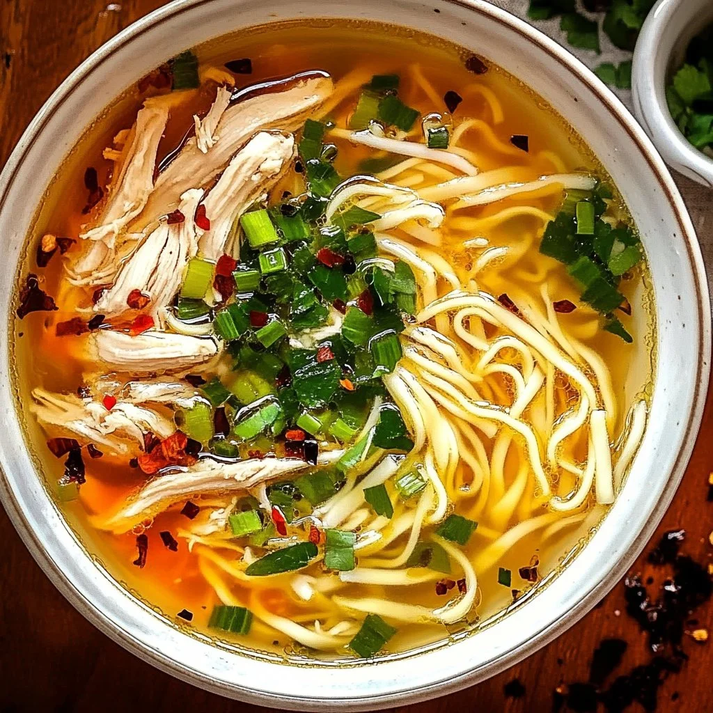 Classic Ginger Garlic Chicken Noodle Soup