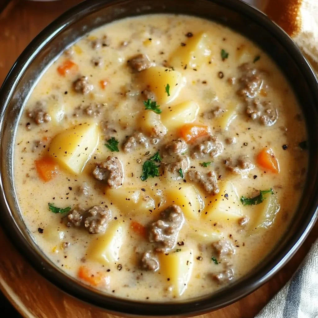 Crockpot Creamy Potato & Hamburger Soup