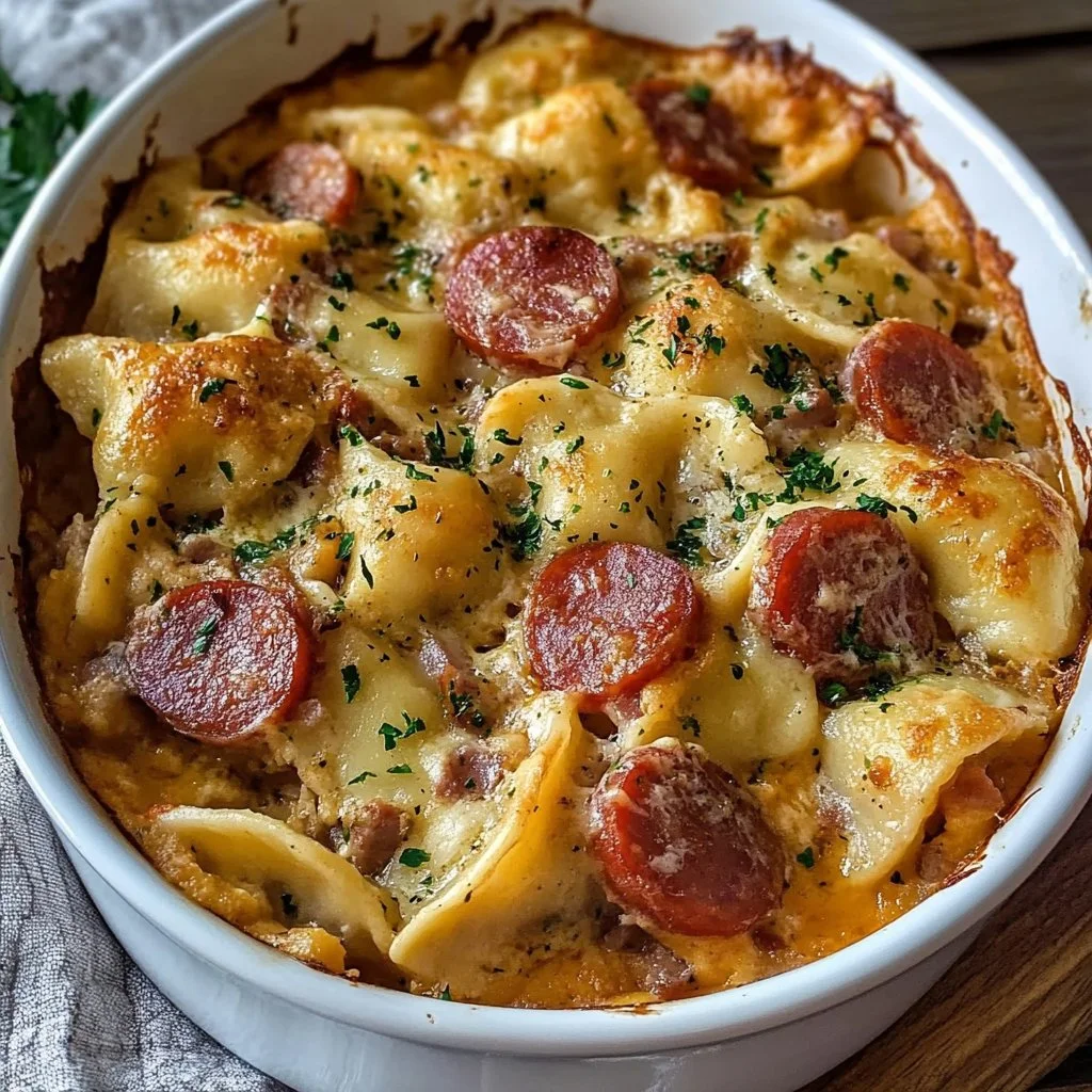 Crockpot Pierogi Casserole with Kielbasa