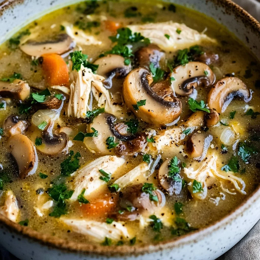 This rotisserie chicken and mushroom chicken soup is my fall favorite!