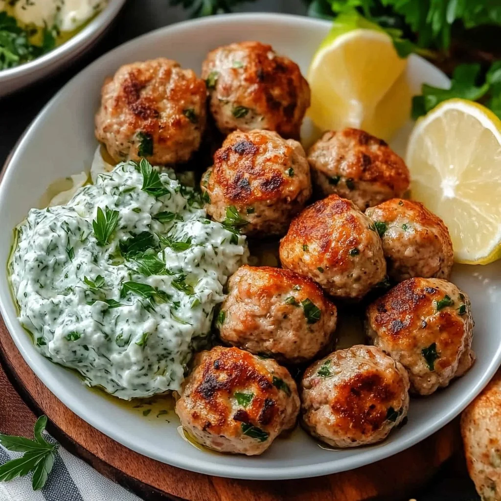 Greek Turkey Meatballs with Tzatziki