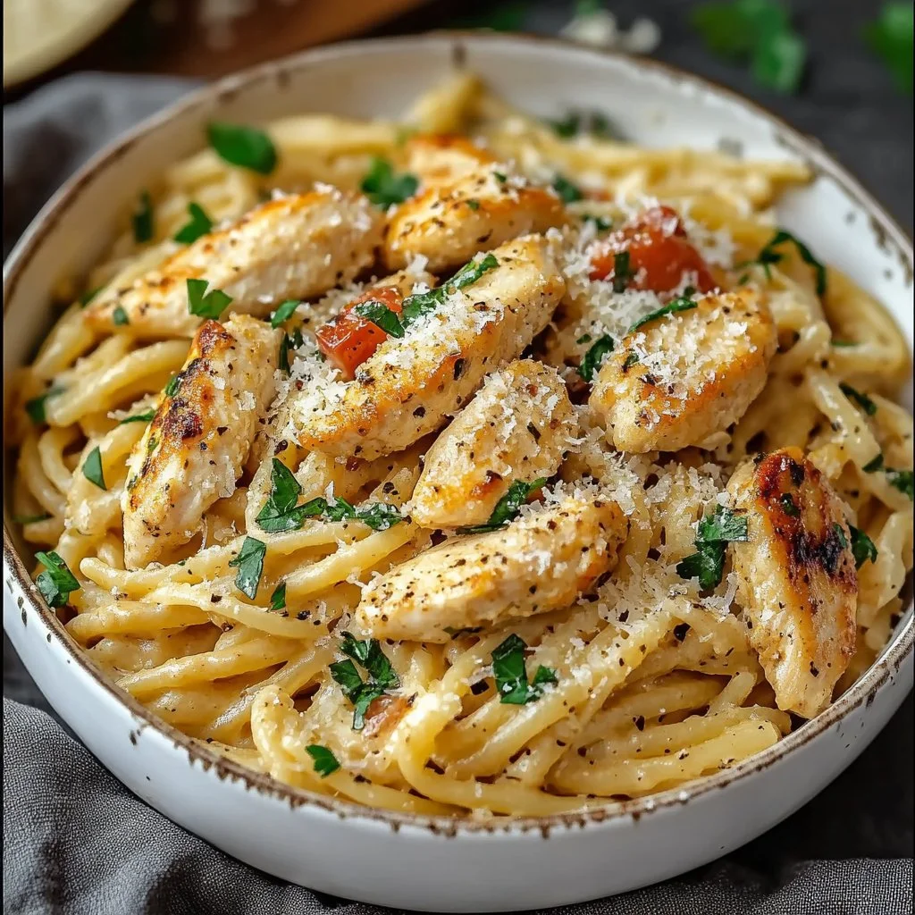 Healthy Garlic Parmesan Chicken Pasta