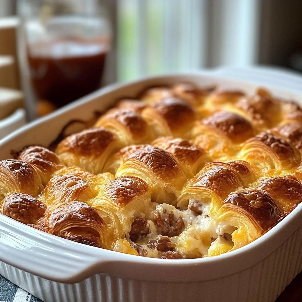 Overnight Croissant Breakfast Casserole