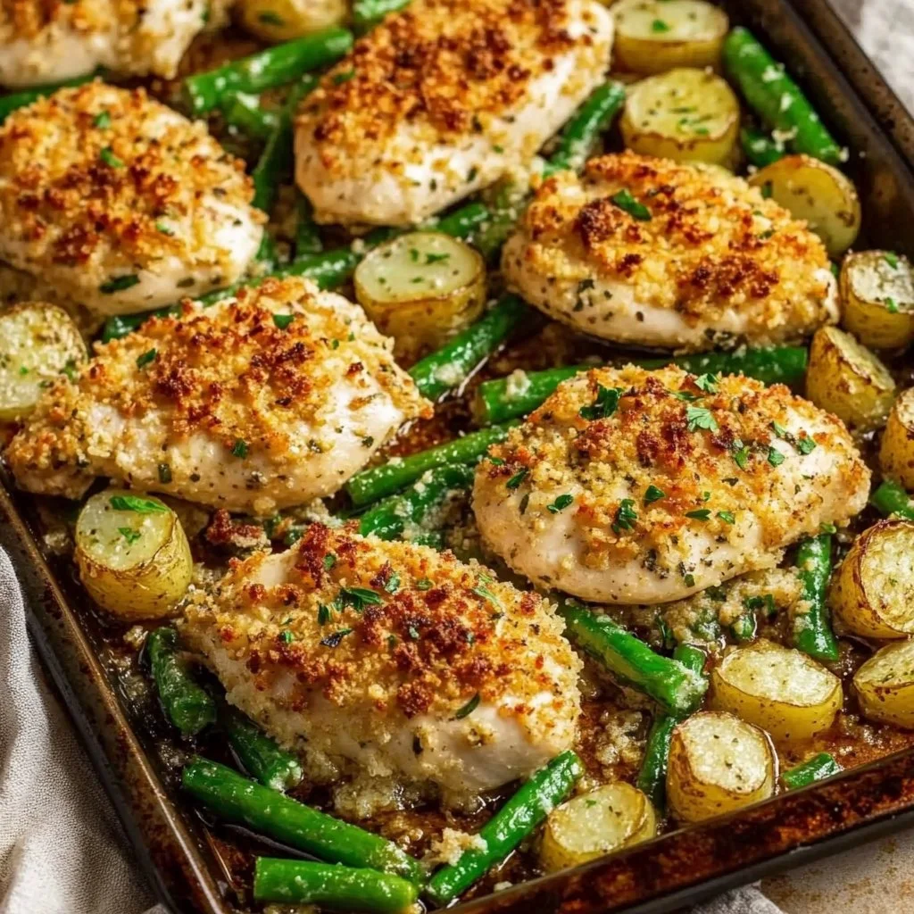 Parmesan Crusted Chicken Sheet Pan Dinner