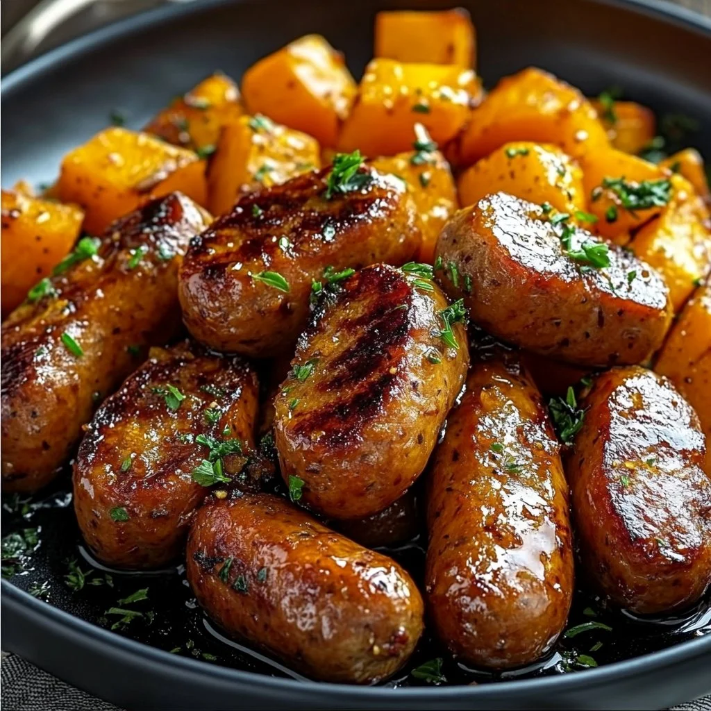Sausage & Sweet Potatoes with Honey Garlic
