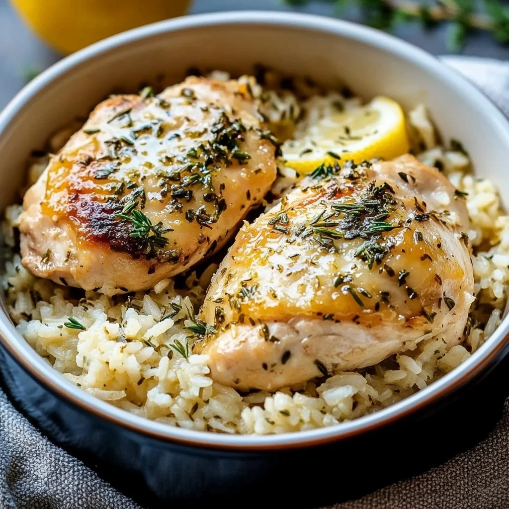 Slow Cooker Lemon Herb Chicken and Rice