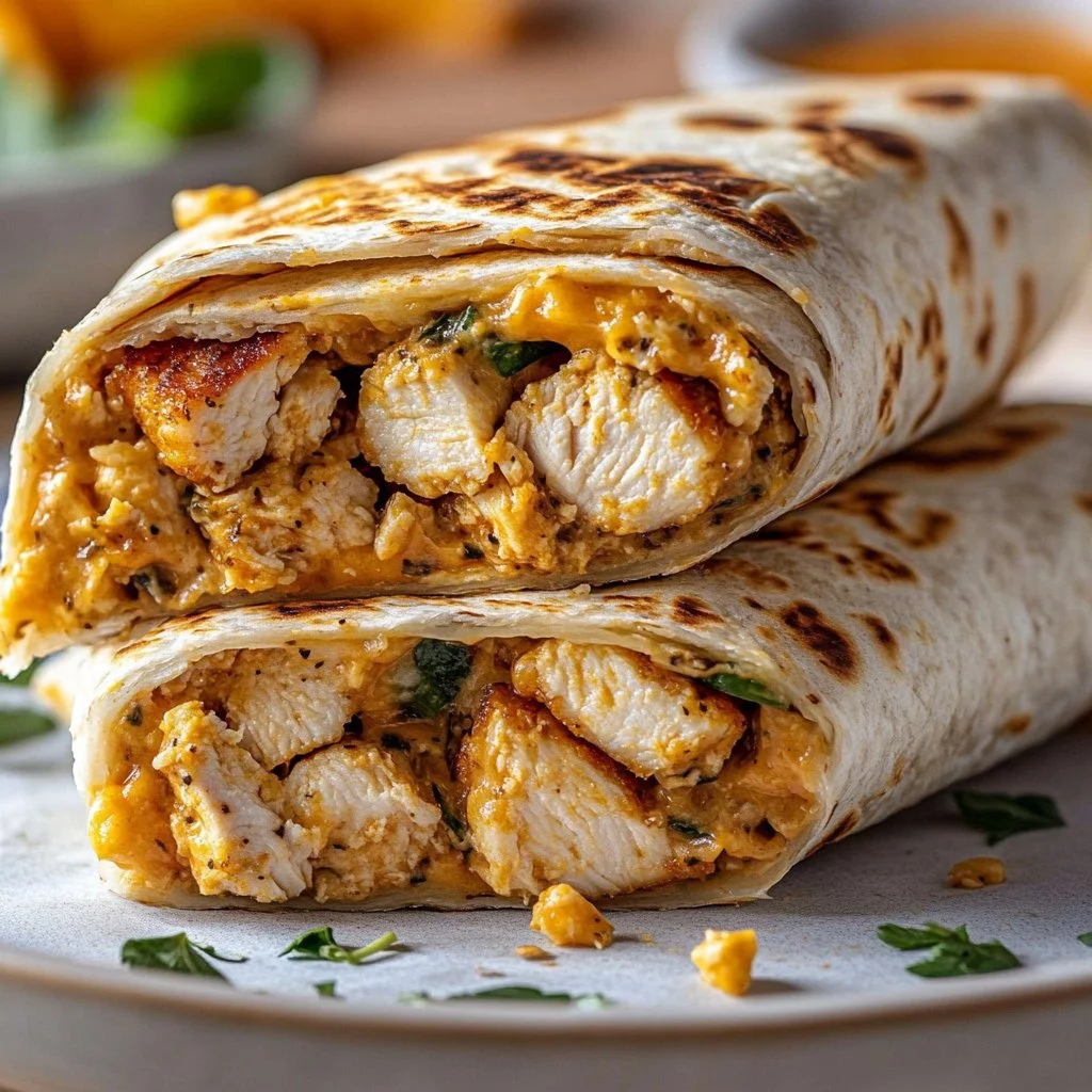 Cheesy Garlic Chicken Wraps Recipe