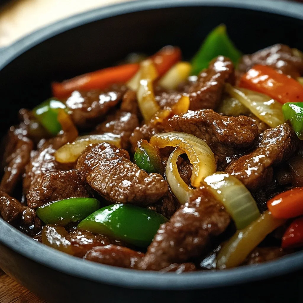 Sizzling Chinese Pepper Steak with Onions