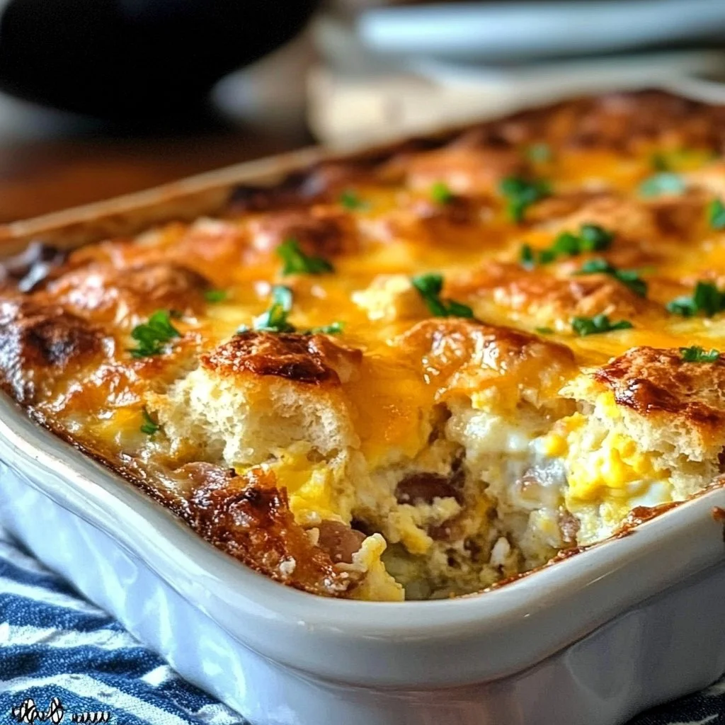 Egg and Biscuit Overnight Casserole