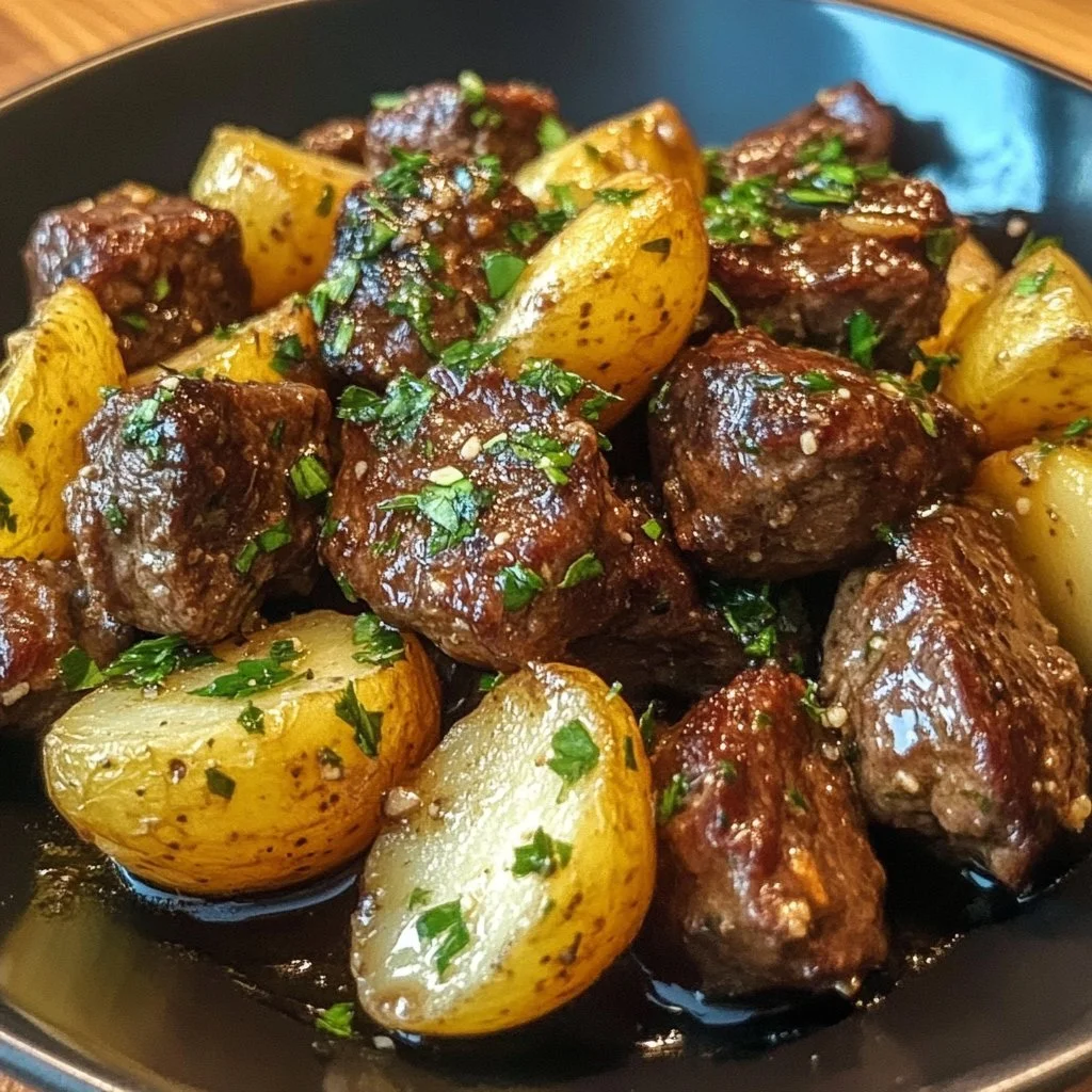 Garlic Butter Beef Bites with Potatoes