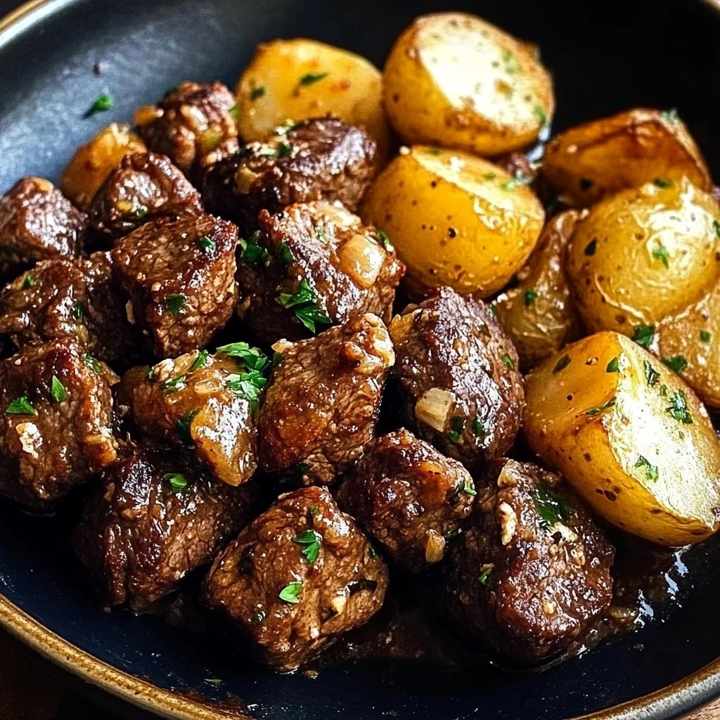 Garlic Butter Beef Bites with Potatoes