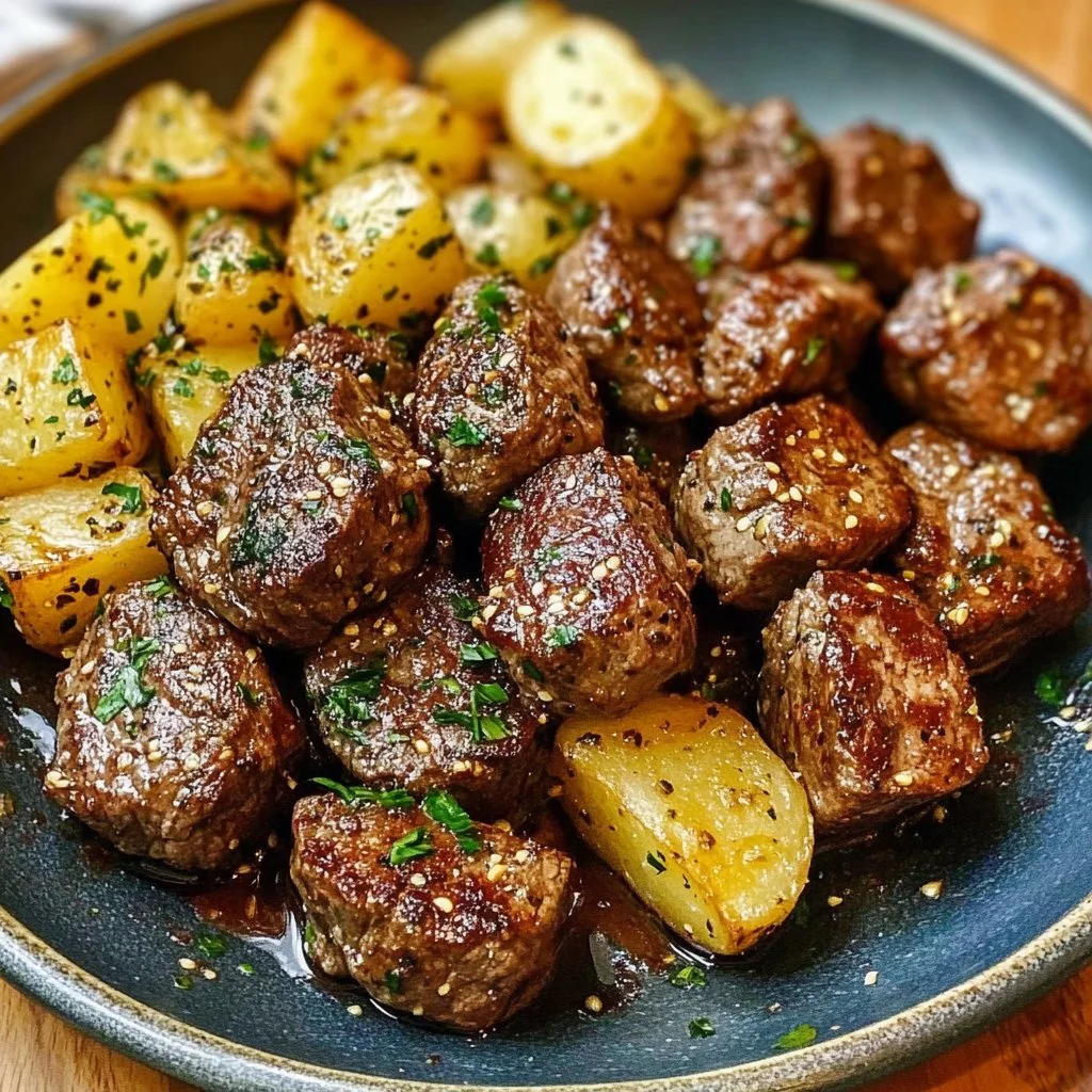 Garlic Steak Bites and Potatoes