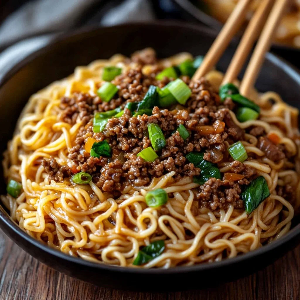 Easy Mongolian Ground Beef Noodles Recipe