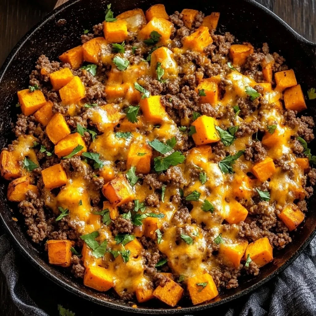 Tex-Mex Ground Beef & Sweet Potato Skillet