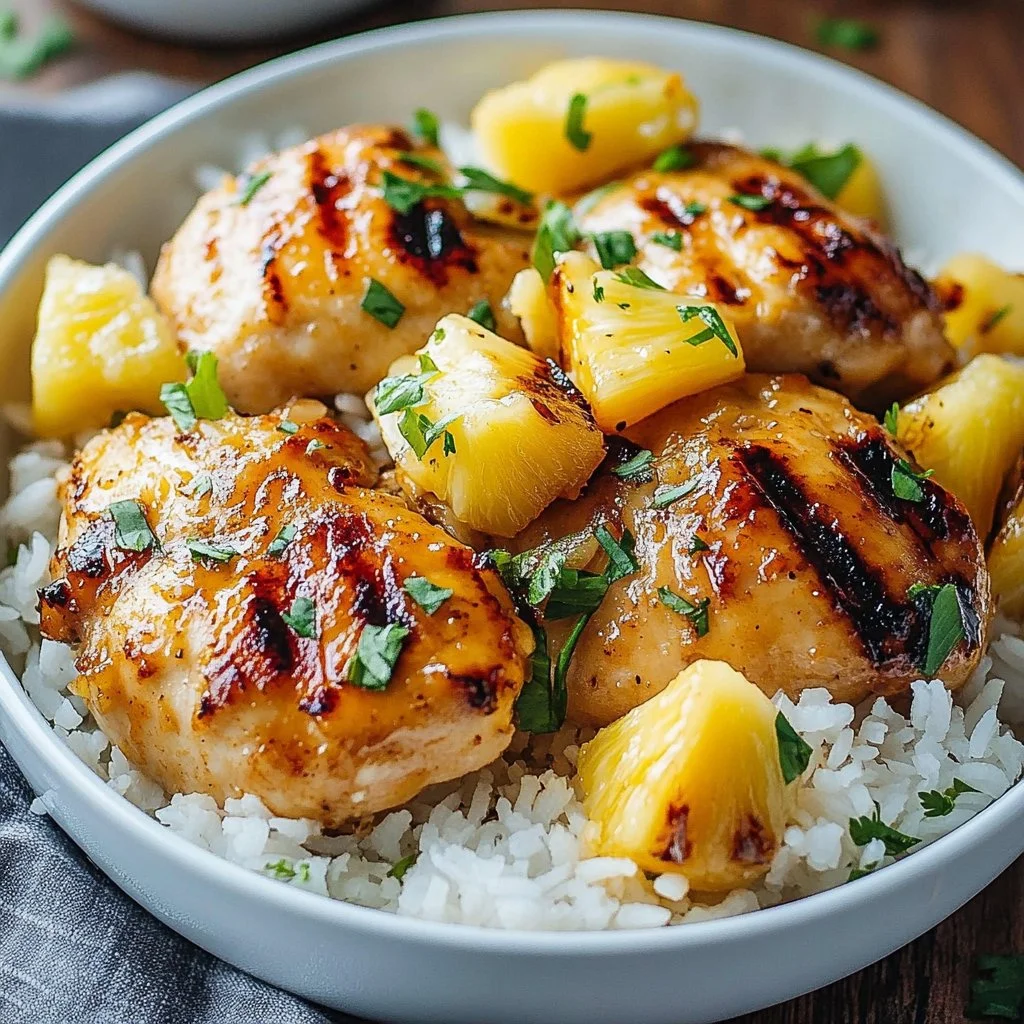 Hawaiian Chicken with Pineapple and Coconut Rice