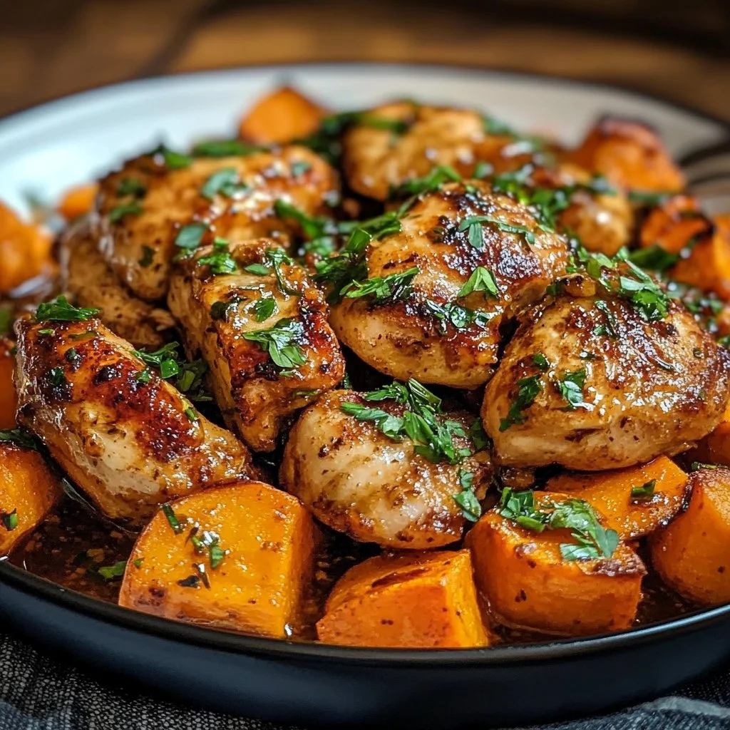 Honey Garlic Chicken with Sweet Potatoes