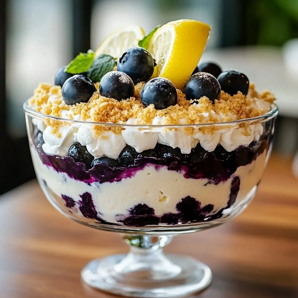 Easy Lemon Blueberry Cheesecake Trifle