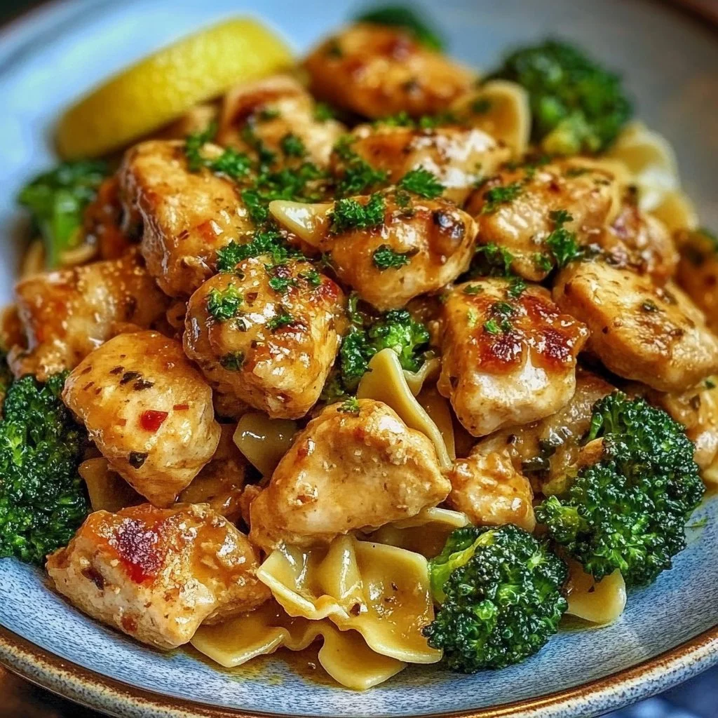 Cowboy Butter Lemon Bowtie Chicken with Broccoli