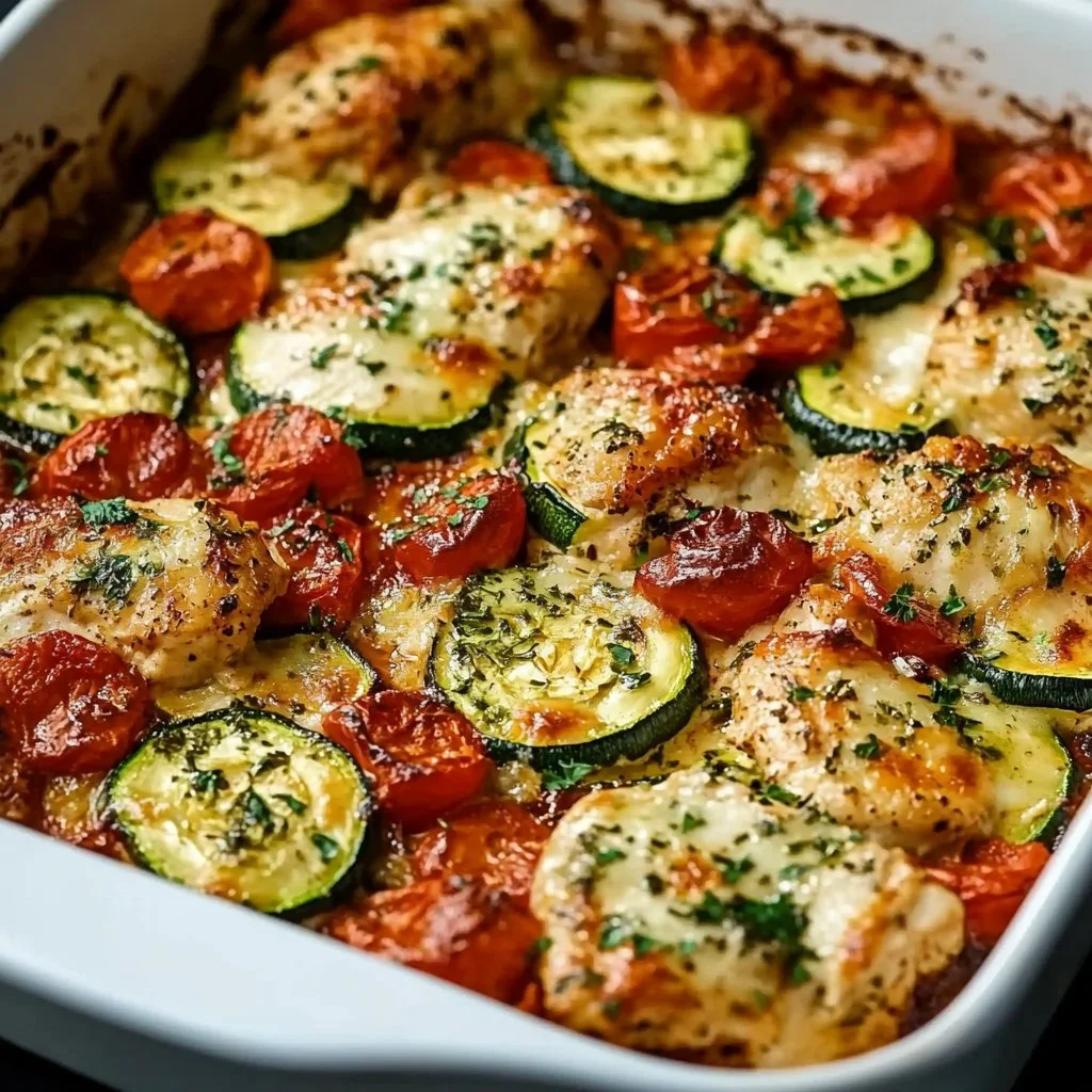 Mediterranean Chicken Zucchini Bake
