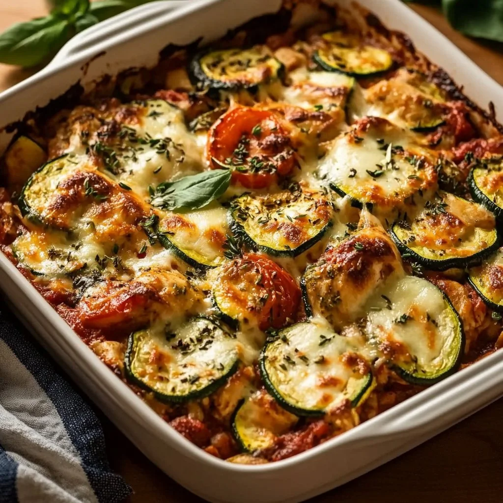 Mediterranean Chicken Zucchini Bake