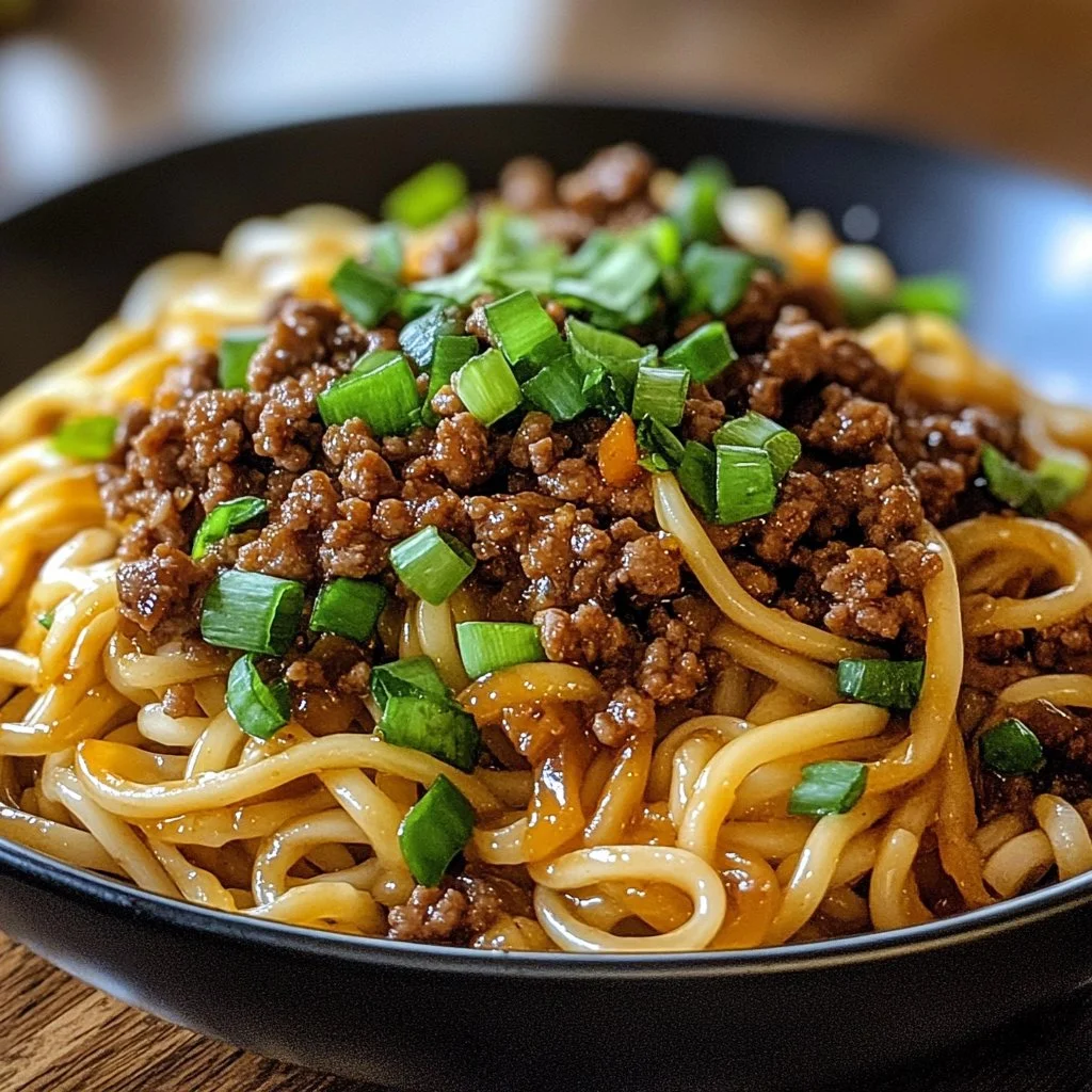 Mongolian Ground Beef Noodles