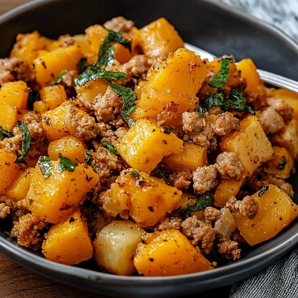 Easy Roasted Butternut Squash with Ground Turkey