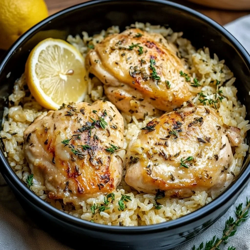 Slow Cooker Lemon Herb Chicken and Rice