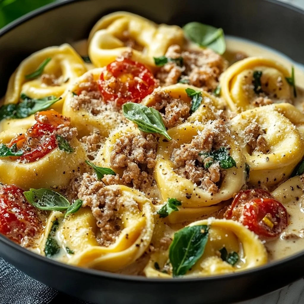 Creamy Tortellini Pasta With Ground Turkey