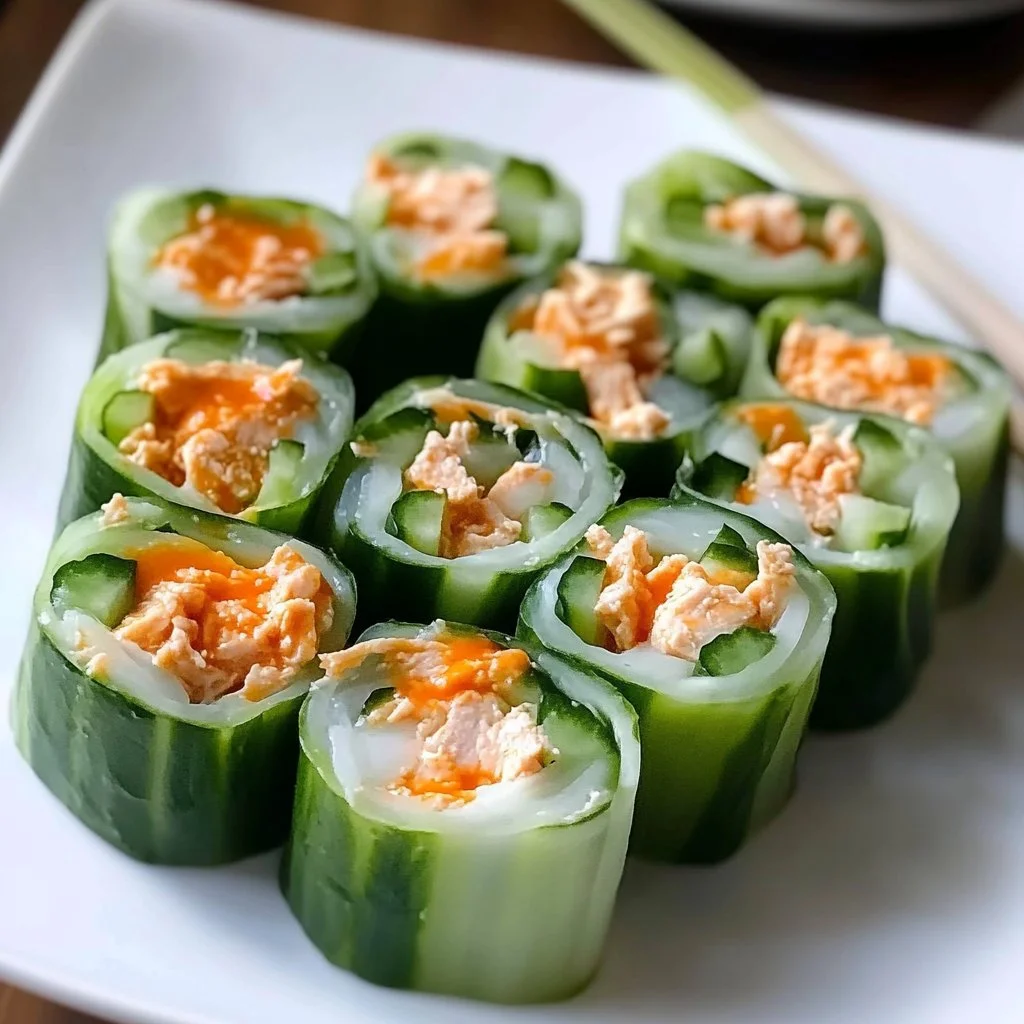 Buffalo Chicken Cucumber Rolls
