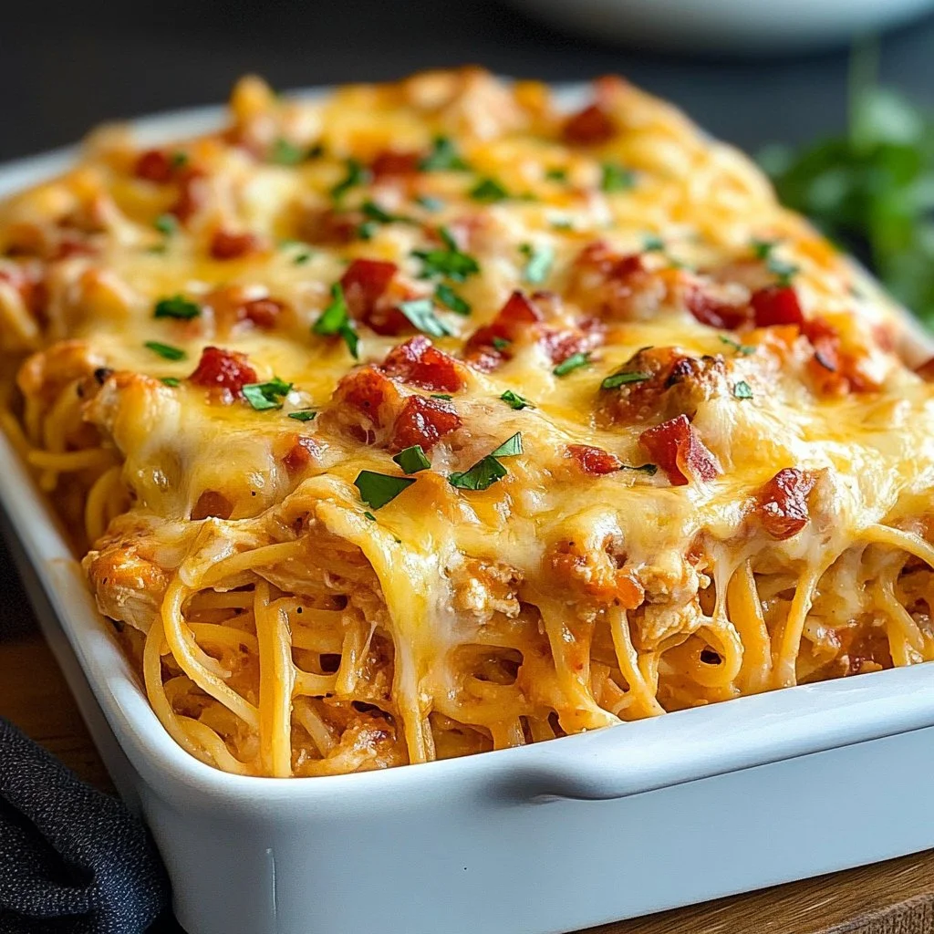 Spicy Southern Cheesy Chicken Spaghetti Casserole